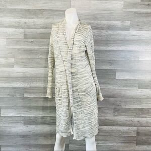 Michael Stars Cardigan Sweater Open Front Cream Striped Size Medium Womens Knit